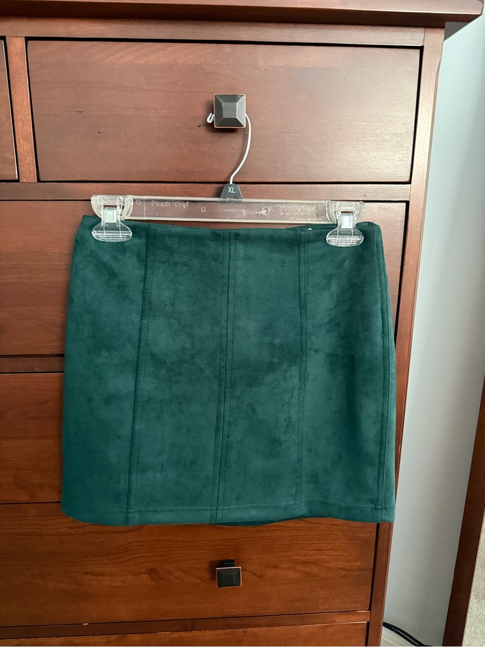 Green Suede-Like Mini Skirt